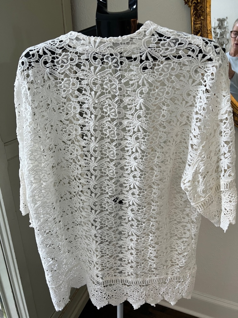 Anthropologie White Crochet Lace Kimono Cardigan - Picture 5 of 9